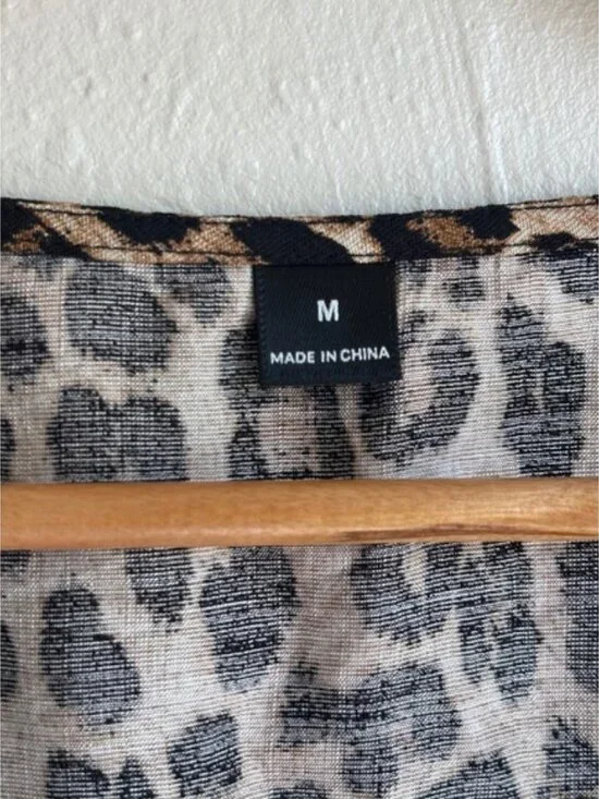 Womens Leopard Print Tie Front Vest Top Brown Black Animal Print Cropped Medium - Picture 3 of 4